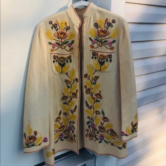 Vintage Jackets & Blazers - Vintage embroidered wool jacket S